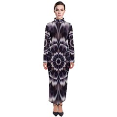 Abstract Digital Art Artwork Black White Turtleneck Maxi Dress by Pakrebo