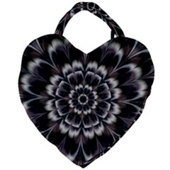 Abstract Digital Art Artwork Black White Giant Heart Shaped Tote by Pakrebo