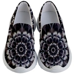 Abstract Digital Art Artwork Black White Kids  Lightweight Slip Ons by Pakrebo