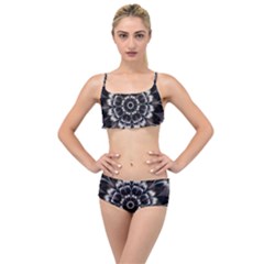 Abstract Digital Art Artwork Black White Layered Top Bikini Set