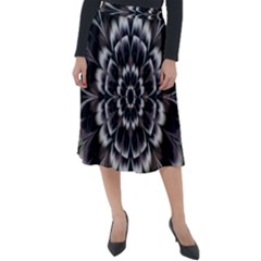 Abstract Digital Art Artwork Black White Classic Velour Midi Skirt  by Pakrebo