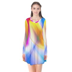 Color Concept Colors Colorful Long Sleeve V-neck Flare Dress by Pakrebo