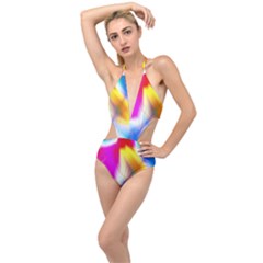 Color Concept Colors Colorful Plunging Cut Out Swimsuit by Pakrebo