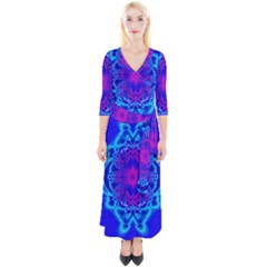 Digital Art Artwork Fractal Color Abstact Quarter Sleeve Wrap Maxi Dress