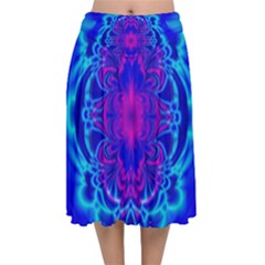 Digital Art Artwork Fractal Color Abstact Velvet Flared Midi Skirt by Pakrebo