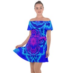 Digital Art Artwork Fractal Color Abstact Off Shoulder Velour Dress by Pakrebo