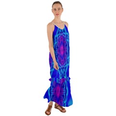 Digital Art Artwork Fractal Color Abstact Cami Maxi Ruffle Chiffon Dress