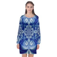 Abstract Art Artwork Fractal Design Long Sleeve Chiffon Shift Dress  by Pakrebo