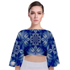 Abstract Art Artwork Fractal Design Tie Back Butterfly Sleeve Chiffon Top by Pakrebo