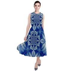 Abstract Art Artwork Fractal Design Round Neck Boho Dress