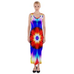 Abstract Digital Art Artwork Colorful Fitted Maxi Dress by Pakrebo