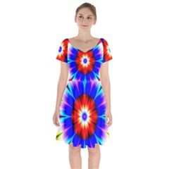 Abstract Digital Art Artwork Colorful Short Sleeve Bardot Dress by Pakrebo