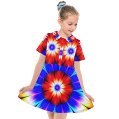 Abstract Digital Art Artwork Colorful Kids  Short Sleeve Shirt Dress by Pakrebo