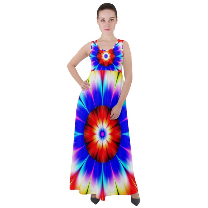 Abstract Digital Art Artwork Colorful Empire Waist Velour Maxi Dress