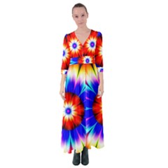 Abstract Digital Art Artwork Colorful Button Up Maxi Dress