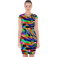 Abstract Art Artwork Digital Art Color Capsleeve Drawstring Dress  by Pakrebo