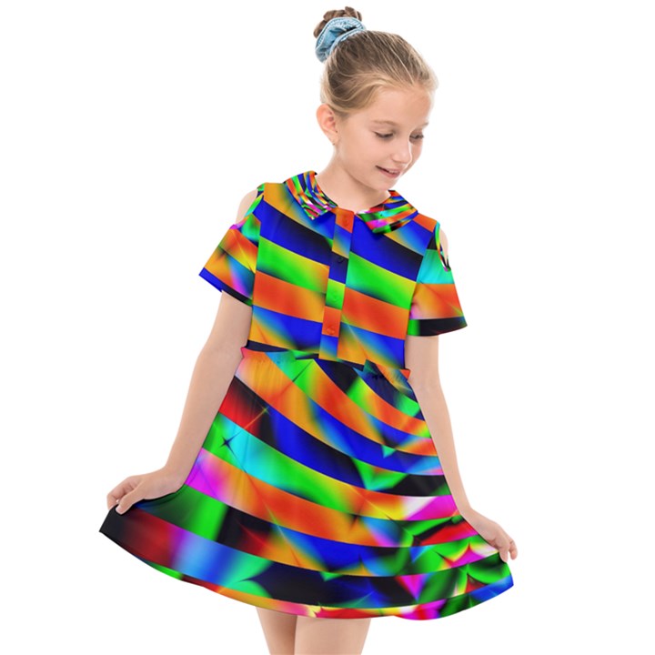 Abstract Art Artwork Digital Art Color Kids  Short Sleeve Shirt Dress