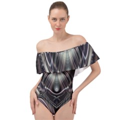 Digital Art Artwork Colorful Poster Off Shoulder Velour Bodysuit  by Pakrebo