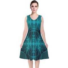 Abstract Art Design Digital Art V-neck Midi Sleeveless Dress 