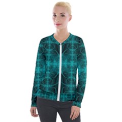 Abstract Art Design Digital Art Velour Zip Up Jacket by Pakrebo