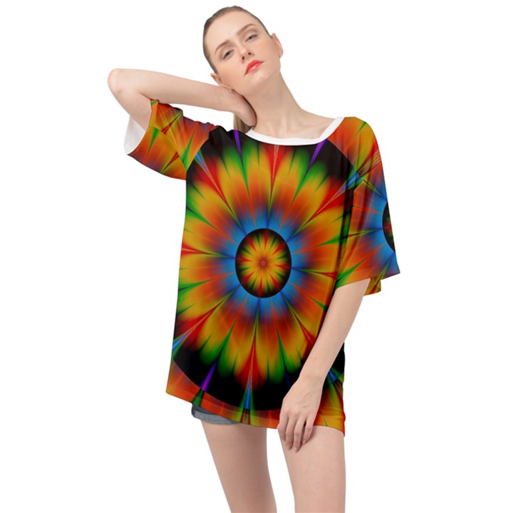 Abstract Digital Art Artwork Oversized Chiffon Top