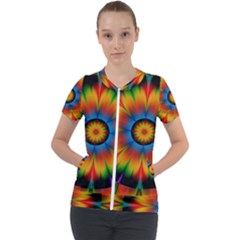 Abstract Digital Art Artwork Short Sleeve Zip Up Jacket