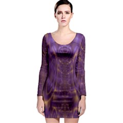 Abstract Art Artwork Fractal Design Long Sleeve Bodycon Dress