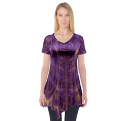 Abstract Art Artwork Fractal Design Short Sleeve Tunic  by Pakrebo