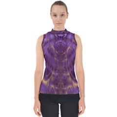 Abstract Art Artwork Fractal Design Mock Neck Shell Top by Pakrebo