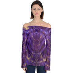 Abstract Art Artwork Fractal Design Off Shoulder Long Sleeve Top by Pakrebo