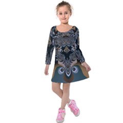 Fractal Art Artwork Design  Art Kids  Long Sleeve Velvet Dress