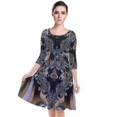 Fractal Art Artwork Design  Art Quarter Sleeve Waist Band Dress by Pakrebo