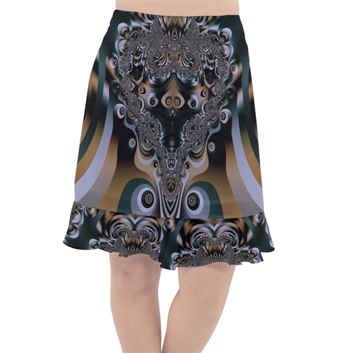 Fractal Art Artwork Design  Art Fishtail Chiffon Skirt