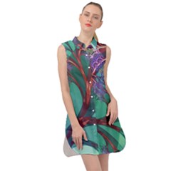 Art Fractal Artwork Creative Sleeveless Shirt Dress by Pakrebo