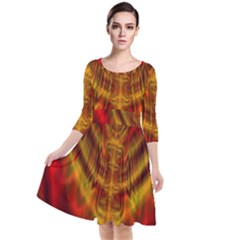 Abstract Art Artwork Fractal Design Quarter Sleeve Waist Band Dress by Pakrebo