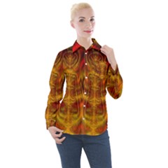 Abstract Art Artwork Fractal Design Women s Long Sleeve Pocket Shirt