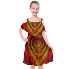 Abstract Art Artwork Fractal Design Kids  Cut Out Shoulders Chiffon Dress