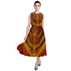 Abstract Art Artwork Fractal Design Round Neck Boho Dress