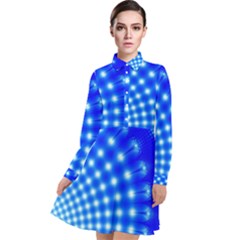 Digital Arts Fractals Futuristic Blue Long Sleeve Chiffon Shirt Dress by Pakrebo