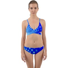 Digital Arts Fractals Futuristic Blue Wrap Around Bikini Set by Pakrebo