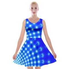 Digital Arts Fractals Futuristic Blue Velvet Skater Dress by Pakrebo