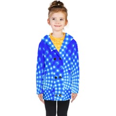 Digital Arts Fractals Futuristic Blue Kids  Double Breasted Button Coat