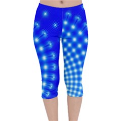 Digital Arts Fractals Futuristic Blue Velvet Capri Leggings 