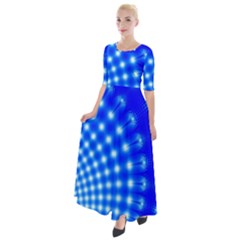 Digital Arts Fractals Futuristic Blue Half Sleeves Maxi Dress