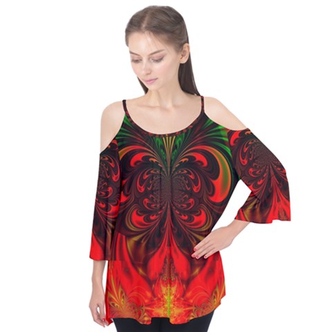 Digital Arts Fractals Futuristic Colorful Flutter Tees by Pakrebo