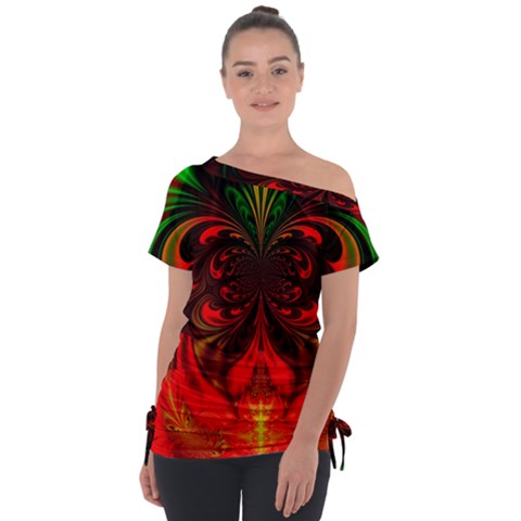 Digital Arts Fractals Futuristic Colorful Tie-up Tee by Pakrebo