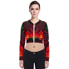 Digital Arts Fractals Futuristic Colorful Long Sleeve Zip Up Bomber Jacket by Pakrebo