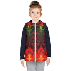 Digital Arts Fractals Futuristic Colorful Kids  Hooded Puffer Vest by Pakrebo