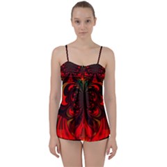 Digital Arts Fractals Futuristic Colorful Babydoll Tankini Set by Pakrebo