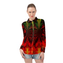 Digital Arts Fractals Futuristic Colorful Long Sleeve Chiffon Shirt